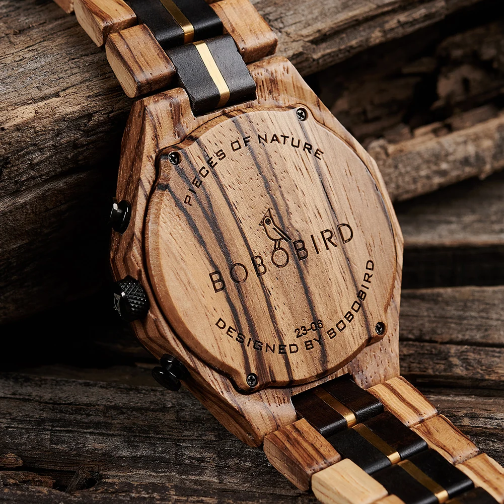 Wood Men\'s Watches BOBO BIRD Quartz Wristwatch Male Timepieces Watch Clock relogio masculino Dropshipping personalized Gift