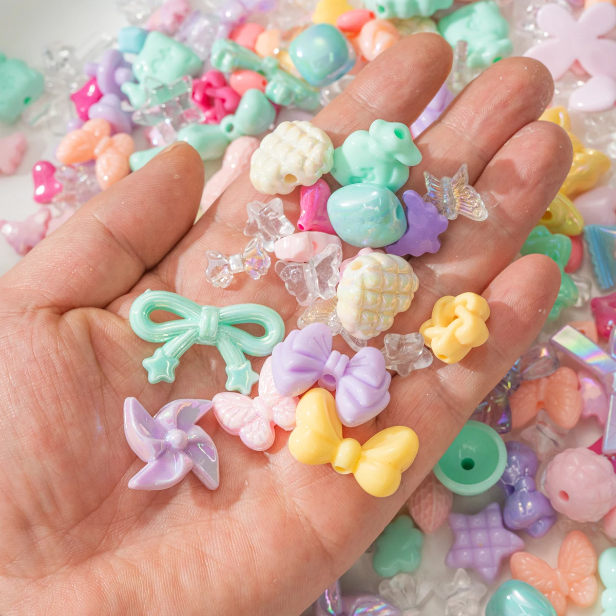 50 g/Lot gemischte Acrylperlen in verschiedenen Farben für Armbänder, Halsketten, Schmuckherstellung, DIY-Handarbeitszubehör – Detail 3