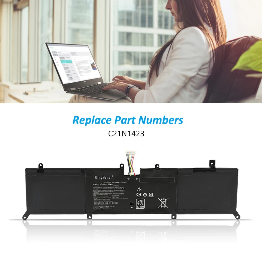KingSener C21N1423 Laptop Battery for ASUS X302L X302LJ X302LA R301LA F302LJ F302U X302LJ-R4073/R4036H 38WH 2 Years Warranty