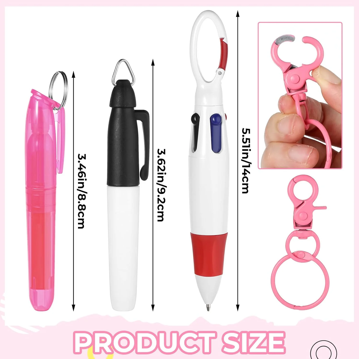 Highlighter Nurse Pen Pack Set 2 Pcs Highlighter  Marker Pen Keychain Clip Writing Correction Supplies Retractable  Pen Multicol