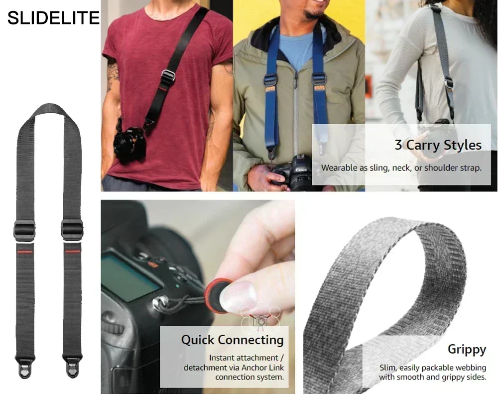 Camera Strap Camera Clip Black Wrist  Hand strap Capture Camera Clip V3  Black with Plate Wrist Strap