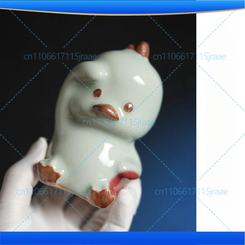 Oily feeling! Come on duck! Handmade Jun porcelain ornament