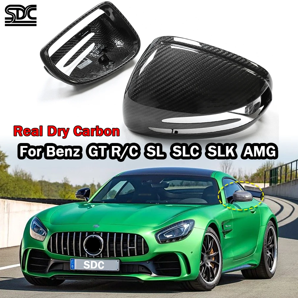 

Real Dry Carbon Fiber Mirrors For Mercedes-Benz C190 AMG GT R/C 2 Door SLC SLK 2011-2021 Replacement Exterior Side Mirror Cap