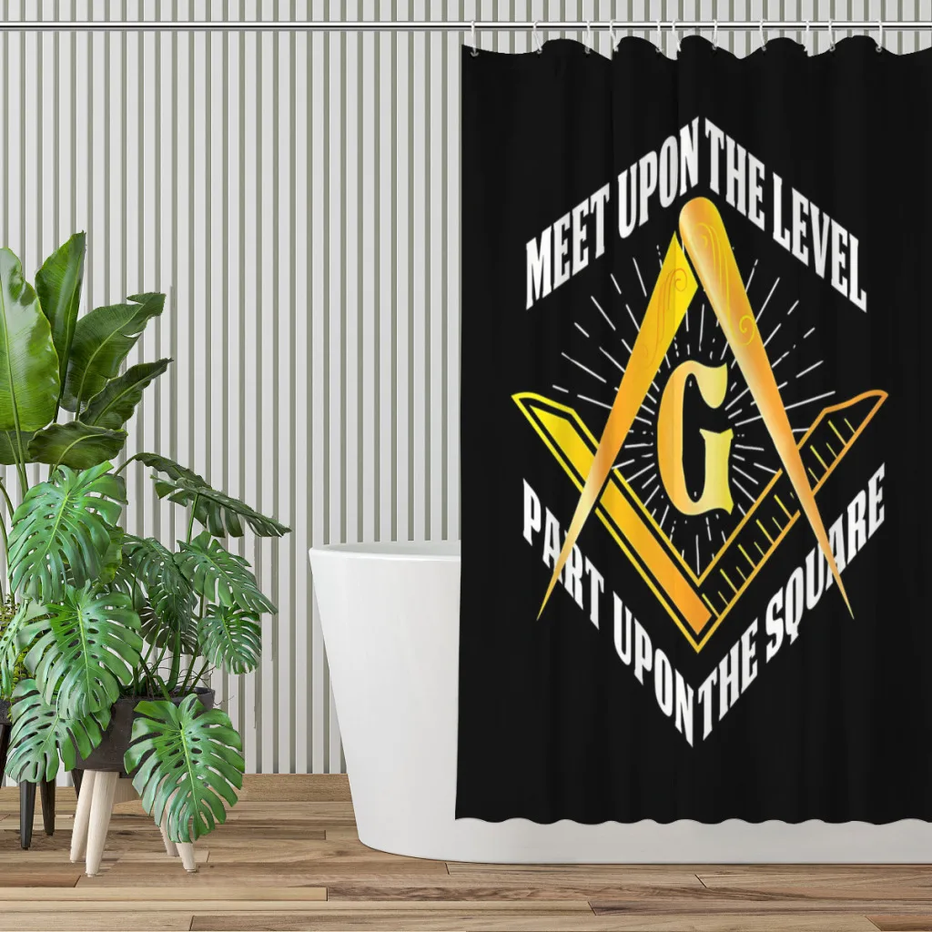 Masonic Lodge Square Compass Bathroom Shower Curtains Freemason Waterproof Partition Creative Home Decor Bathroom Accessories