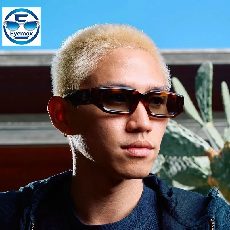 2026 New Tortoise Shell Thick Acetate Rectangle Sunglasses Green Lens UV400 Protection Fashion SUN GLASSES for Men Women