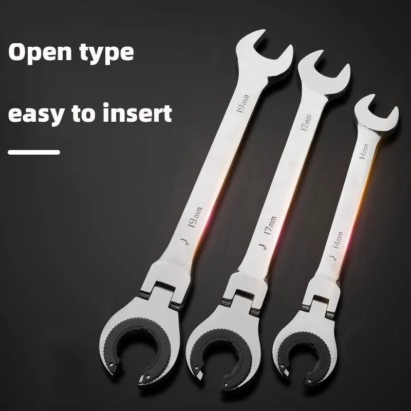 Double Opening Ratchet Wrench Movable Head Tubing Key Flexible Head 72 Teeth High-grade Fast Multi Household Gears Ring Tool Set