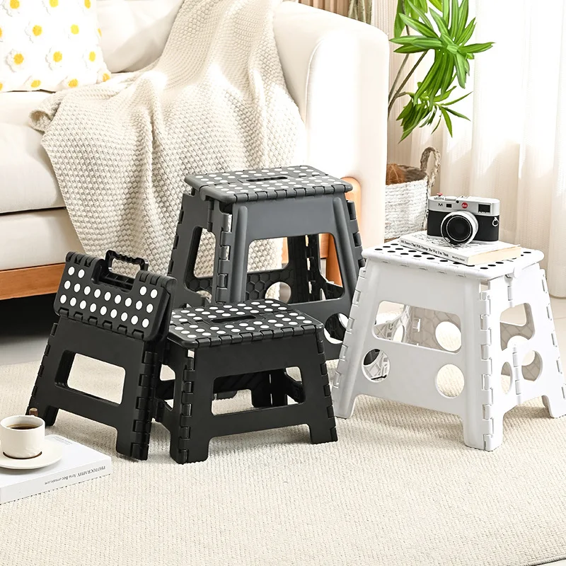 New Portable Folding Step Stool Ottomans Plastic Chair Thick Luxury Creative Space Saving Camping