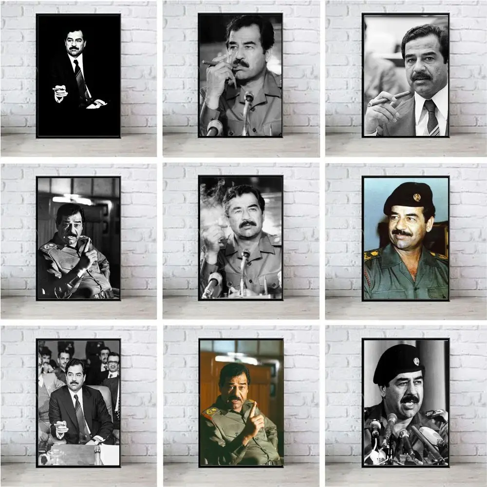 The Great Leader Saddam Hussein Portrait Cigar Poster Prints Wall Art Canvas Painting Picture Gift For Room Bedroom Home Decor