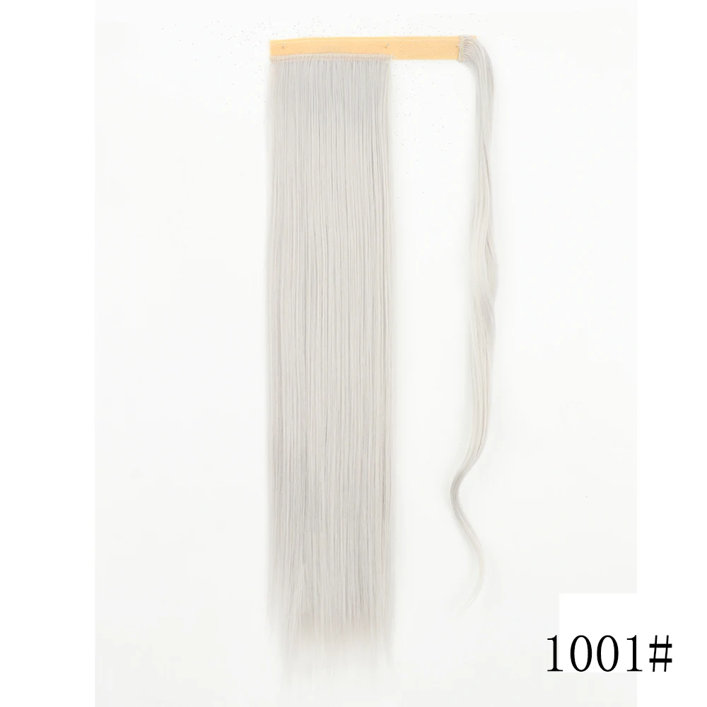 LISI GIRL Kunsthaar 22''34'' Langer, gerader Pferdeschwanz zum Umwickeln, Clip-in-Haarverlängerungen, schwarzes Haarteil, Kopfbedeckung