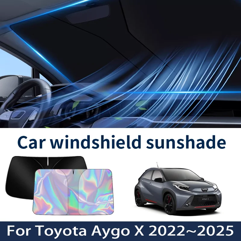 Front Windshield Sunshade For Toyota Aygo X 2022~2025 2024 2023 Car Sun Visor Heat Insulation Summer Cooling Accessories
