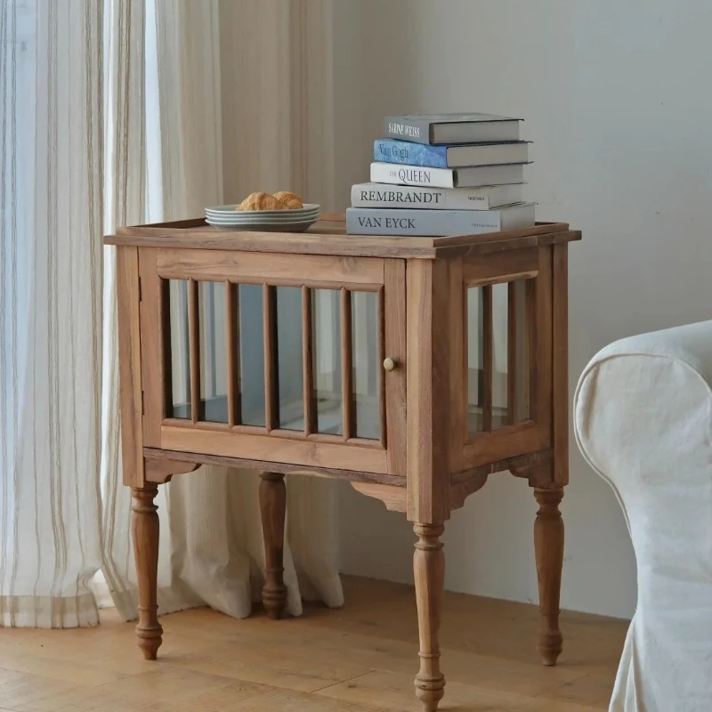 

Medieval oak retro storage corner few French living room small tea table bedroom bedside table sofa side table