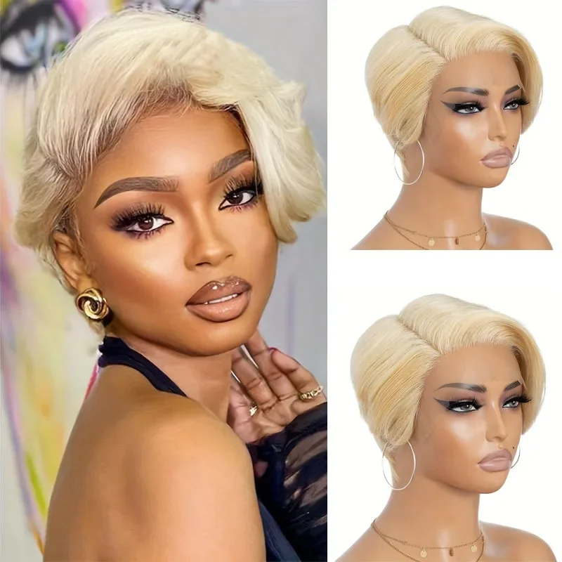 Pixie Cut Front Lace Wig 13x4x1 Realistic Hair Extension Suite Chinese Mainland Origin Noennamenull Brand