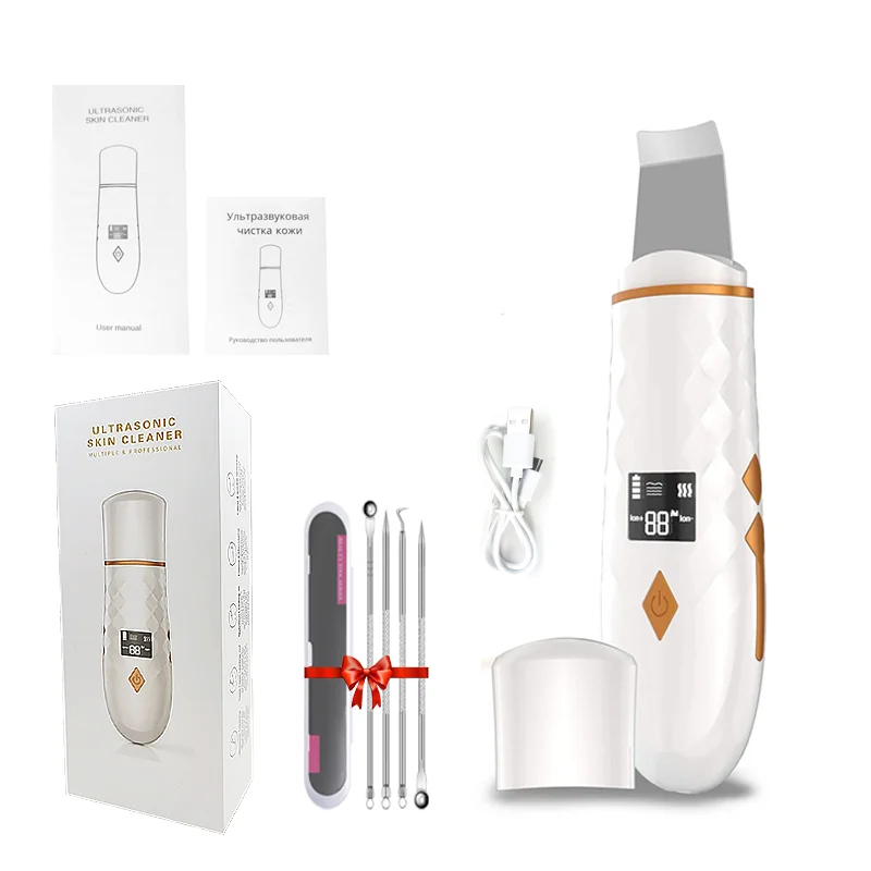 Máquina de limpeza de rosto profundo ultra-sônico, Face Scrubber, Peeling Pá, Limpador De Poros Faciais, Skin Scrubber Lift
