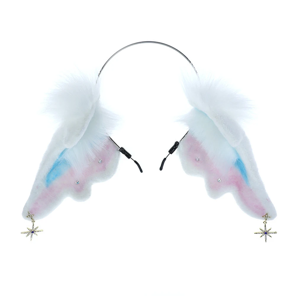 Cerceau de cheveux moelleux en fausse fourrure animale Kawaii, oreilles d'ange, bande de sauna, cosplay réaliste, accessoires pour cheveux Lolita Anime, mascotte Tim ade