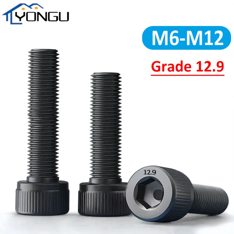 

M6 M8 M10 M12 12.9 Grade Hex Hexagon Socket Head Cup Screws DIN912 Black Lengthen Allen Bolts