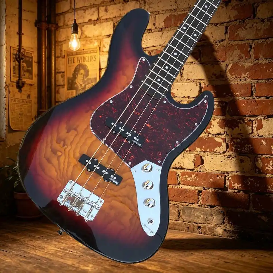 Electric Guitar SQ-J-Bass Sunset Ripple Four Chords Red Tort