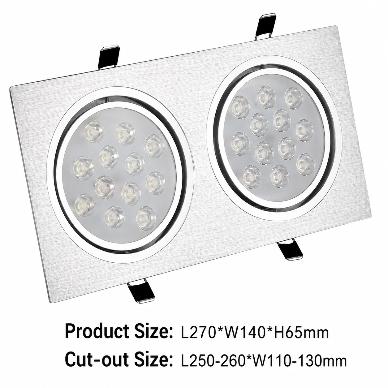 10Pcs/Lot 1Head 2Head Square LED Downlight  24W 4W 2x7W Dimmable Epistar LED Ceiling Light Recessed Spotlight Indoor Home
