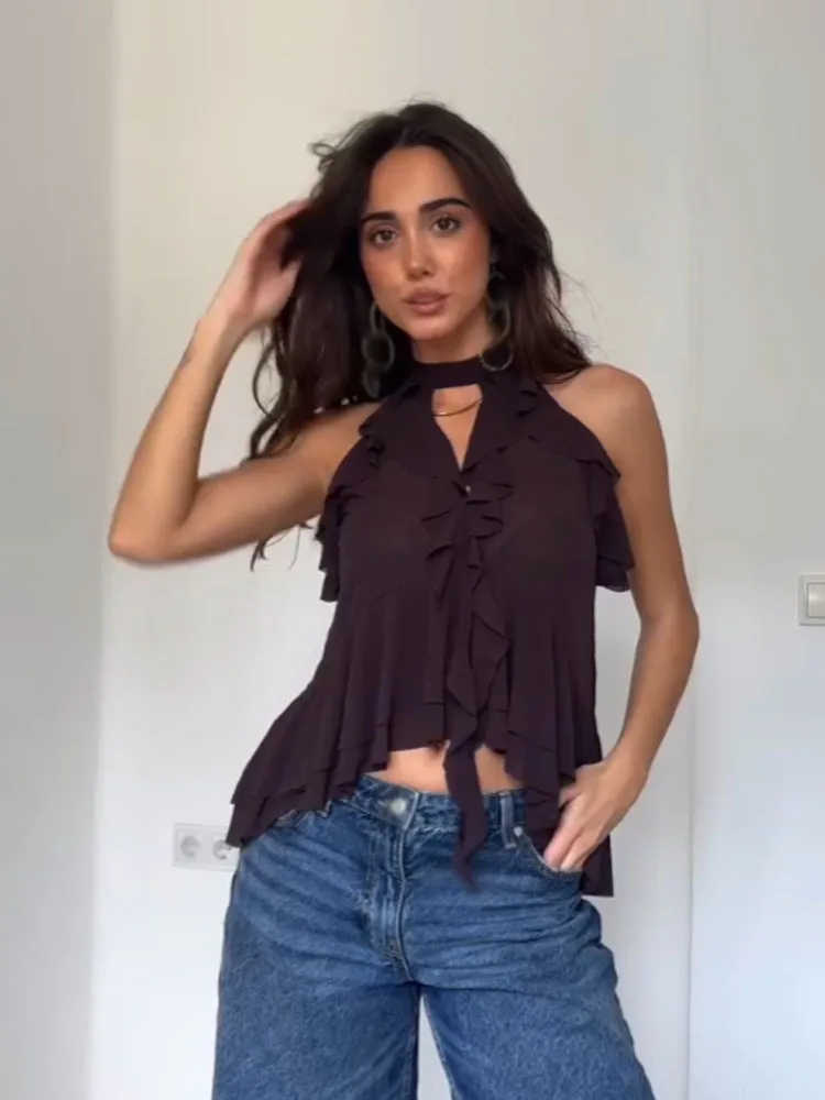 

HH Summer New Fashion Women Tops Solid Sleeveless Hollow Out Decoration Lace-Up Decoration Female Sexy Slim Top 5 Color