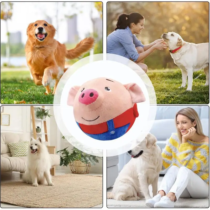 Electronic Pet Dog Toy Ball Pet Bouncing Jump Balls Washable Cartoon Interactive Dog Plush Doll Toys For Pets