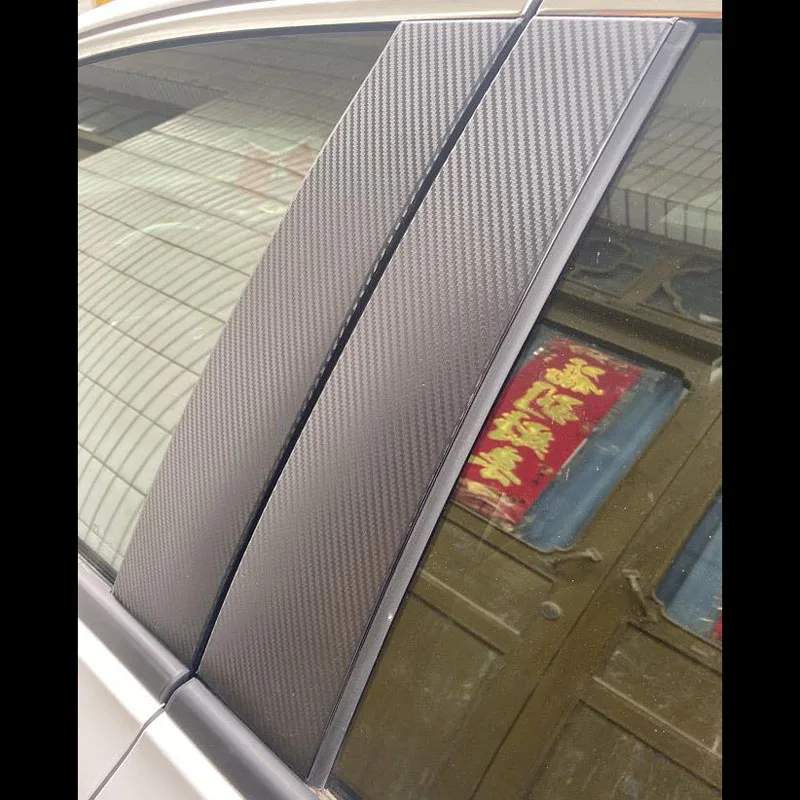 Car Styling Carbon Fiber Window Trim Garnish Pillar Middle Sticker Decoration Film Stickers For Hyundai Sonata 9 2015 2016 2017