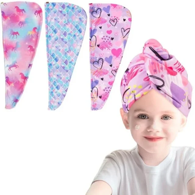 Ręcznik do suszenia włosów z mikrofibry Ręcznik do włosów dla dzieci Dziewczyny Kobiety Chłonne turbany do włosów na mokre włosy Szybkoschnący ręcznik do włosów