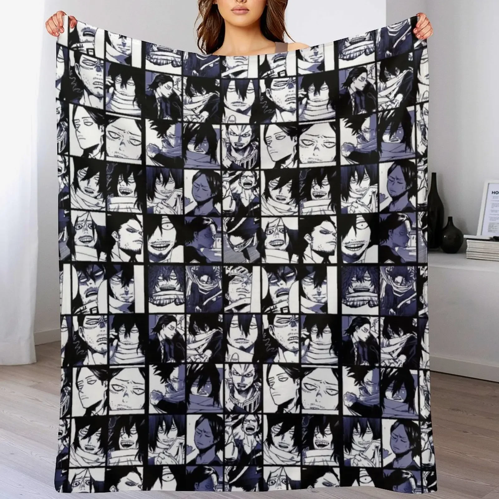 New Aizawa Shota Collage Throw Blanket Compact Warm Blanket for Car Road Trip