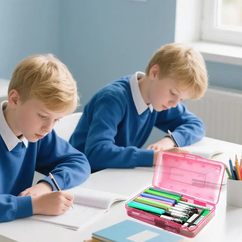 مقلمة اللوازم المدرسية الملونة شفافة منظم قرطاسية حقيبة الجمالية الحافظة DIY مكتب صندوق القلم أطقم أكياس صندوق القلم