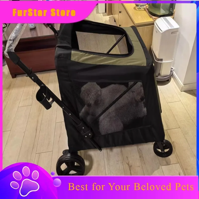 FurStarLarge Foldable Pet Stroller Multi-Functional Outdoor Travel Dog Cart Portable Dog Wheelchair Comfortable Breathable Pet C
