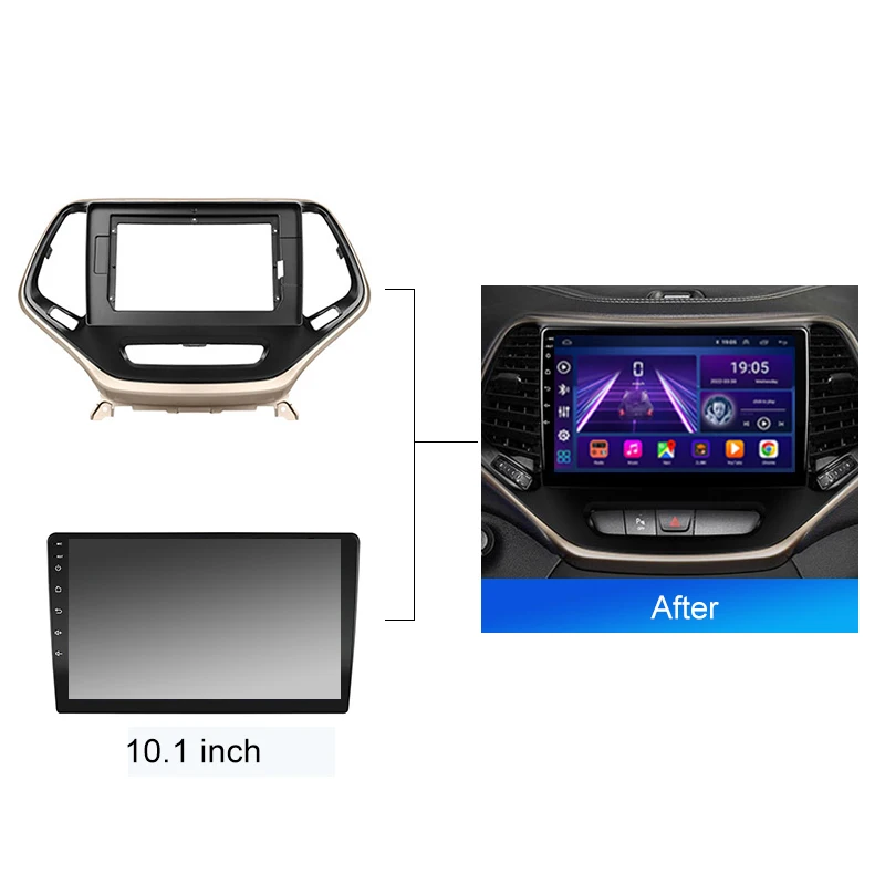 Car Radio Fascia Installation Panel For Jeep Cherokee 5 KL 2014 2018 Android  2 Din Stereo Mounting Bezel Faceplate Frame Kit