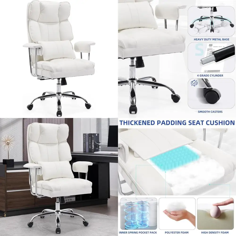 Ergonomic High-Back Executive Desk Chair with Wide Seat and Lumbar Support for 500lbs Capacity