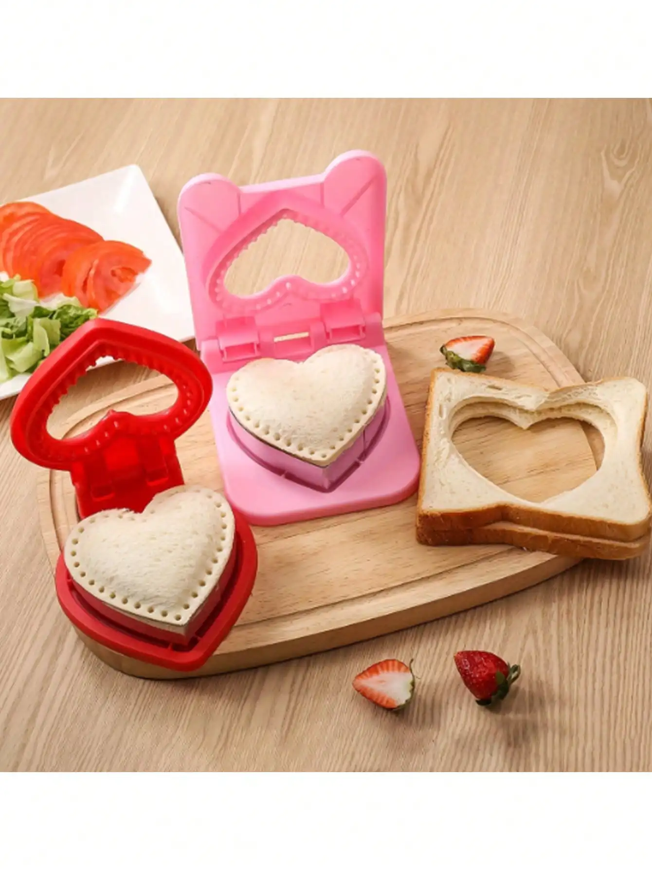 1pc 2-In-1 Heart-Shaped Sandwich Mold Reusable Suitable For Making Cookies Bread For Valentine's Day Mother's Day Wedding Partie