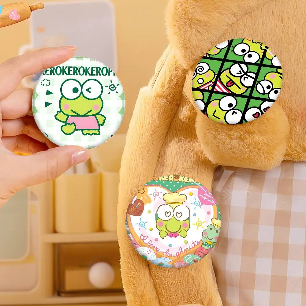 Kawai K-Kero K-Kero K-Keroppi Soft Button Pin Round Metal Badge Lapel Pin Parts Gift Friends Kid Jewelry