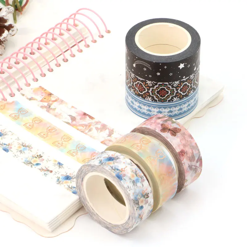 NEW 1pcs/Lot 15mm*10m Silver Foil Stars Floral Heart design Stirpes Classical butterfly Scrapbooking Masking Tape sticker