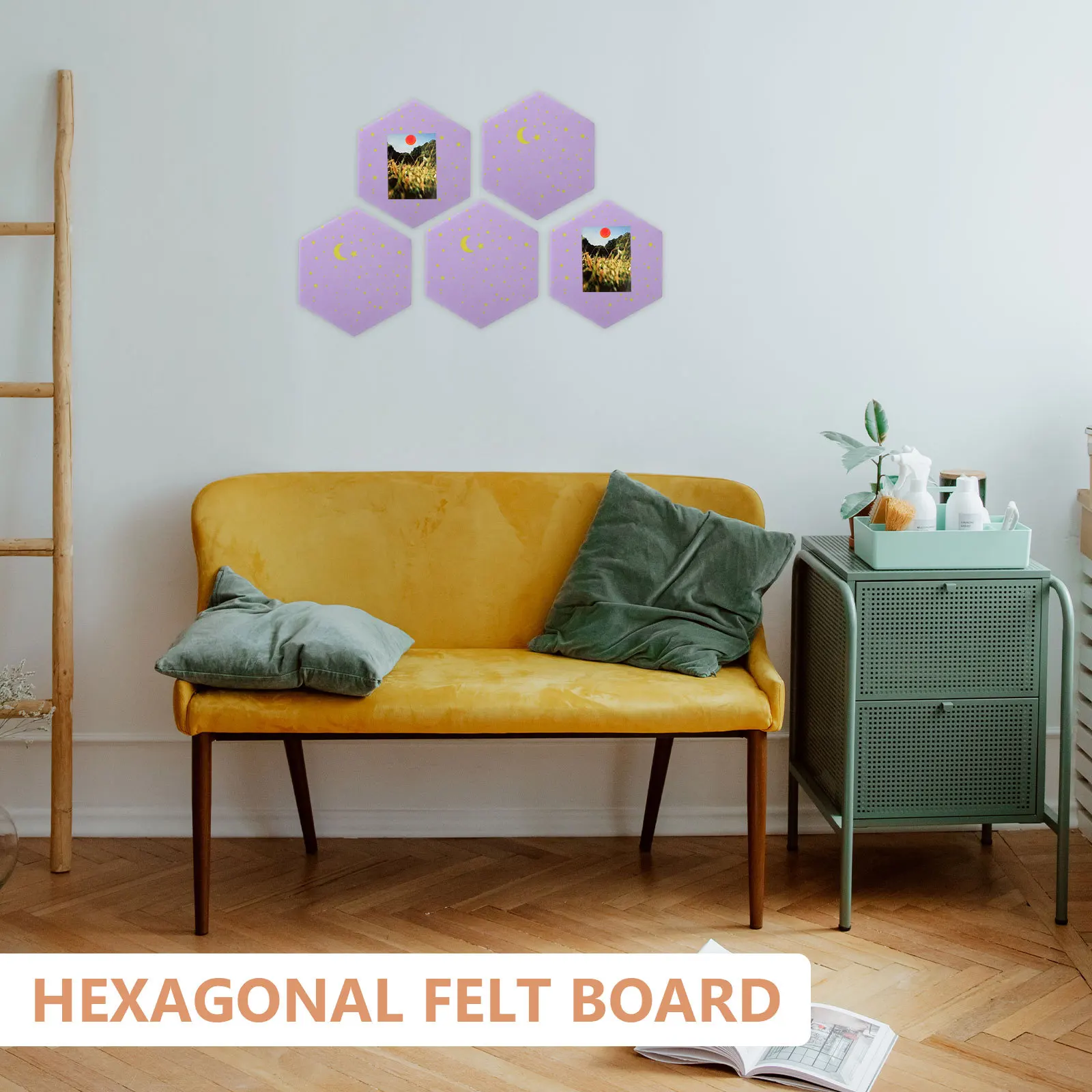 

5Pcs Hexagon Felt Board Wall Sticker Versatile Functionality Soundproofing Mat Soft Comfortable Touch DIY Photo Display Notice