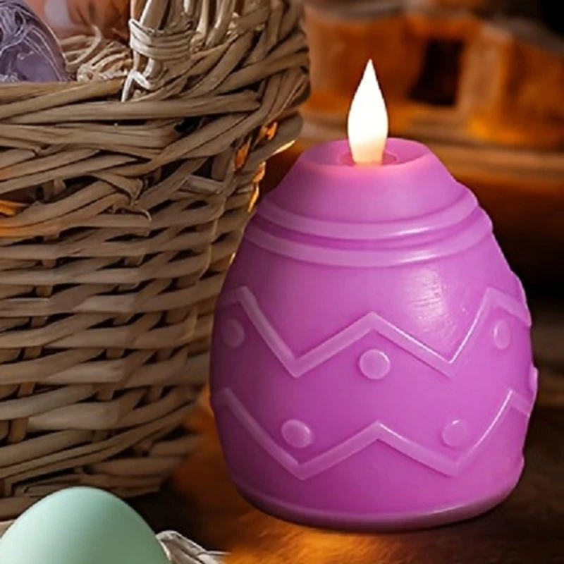 Easter Eggs Three-Piece Easter Decoration Flameless LED Candle Lights-A50M