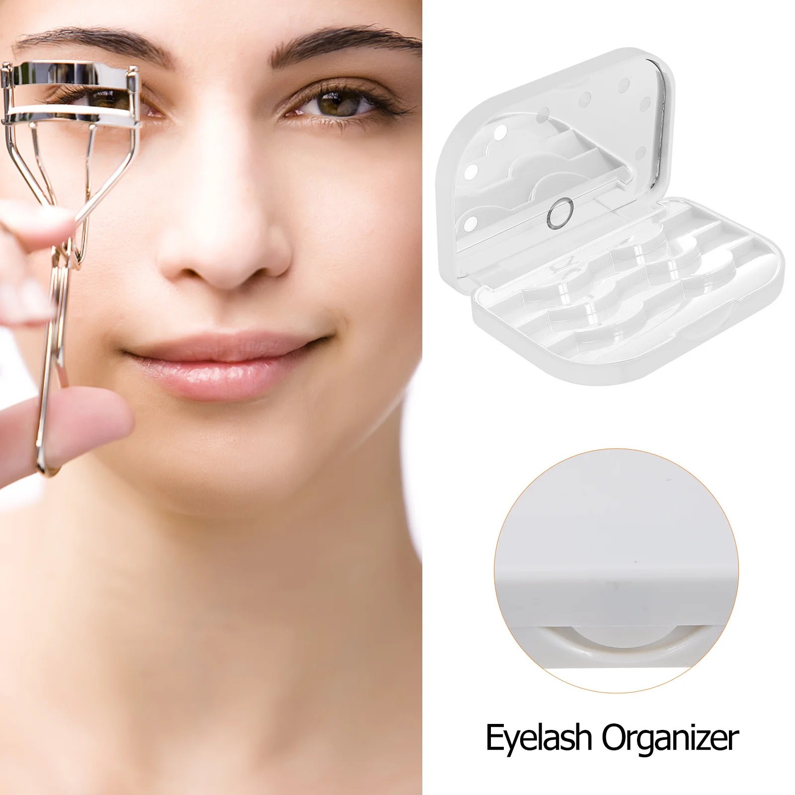 

Led Eyelash Storage Box Compact False Eyelash Organizer Lash Holder With Mirror Light Portable For Travel Office Dating