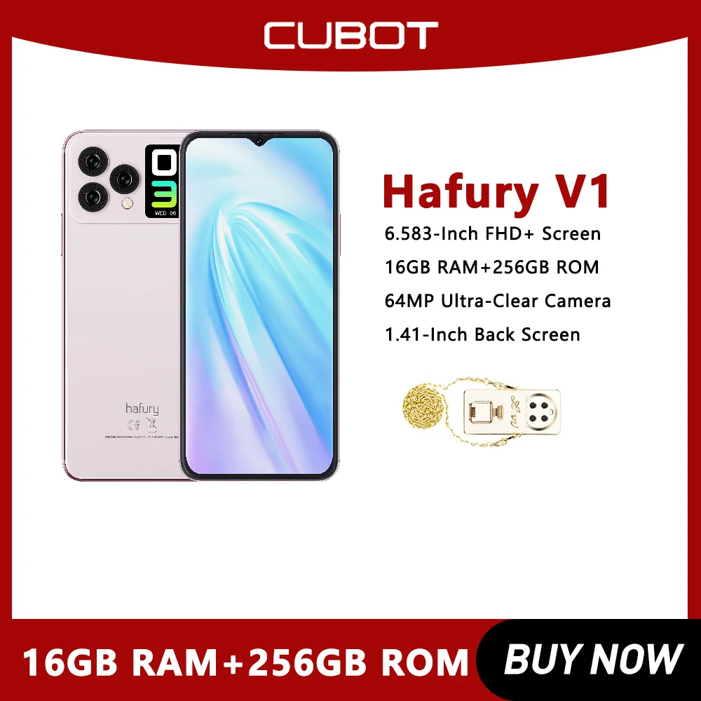 Cubot Hafury V1 Smartphone Android 13 16Gb (8Gb 8Gb) Ram 256Gb Rom Dual Screen 64mp Camera Nfc Vingerafdruk Wereldwijde Smartphone