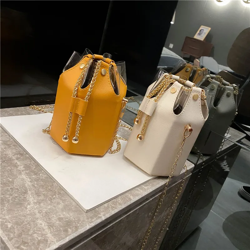 NEW Bucket Bag Phone Pouch Purse Shoulder Bag Trend Art Geometry Design All-match Solid Color PU Leather Crossbody Bag Handbag