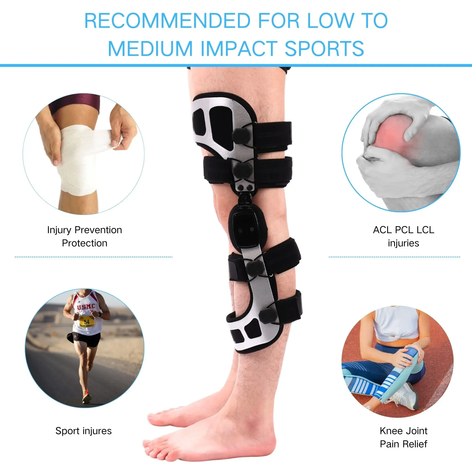 Customizable Unloader Knee Brace Instability of Knee Joint or Ligament Injury & Protect