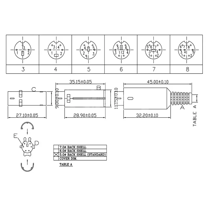Mini DIN Plug 3/4/5/6/7/8 Pin Chassis Socket Male Female Connector Welding Cable Mount Mini PS2 Terminal Wire Solder Connector