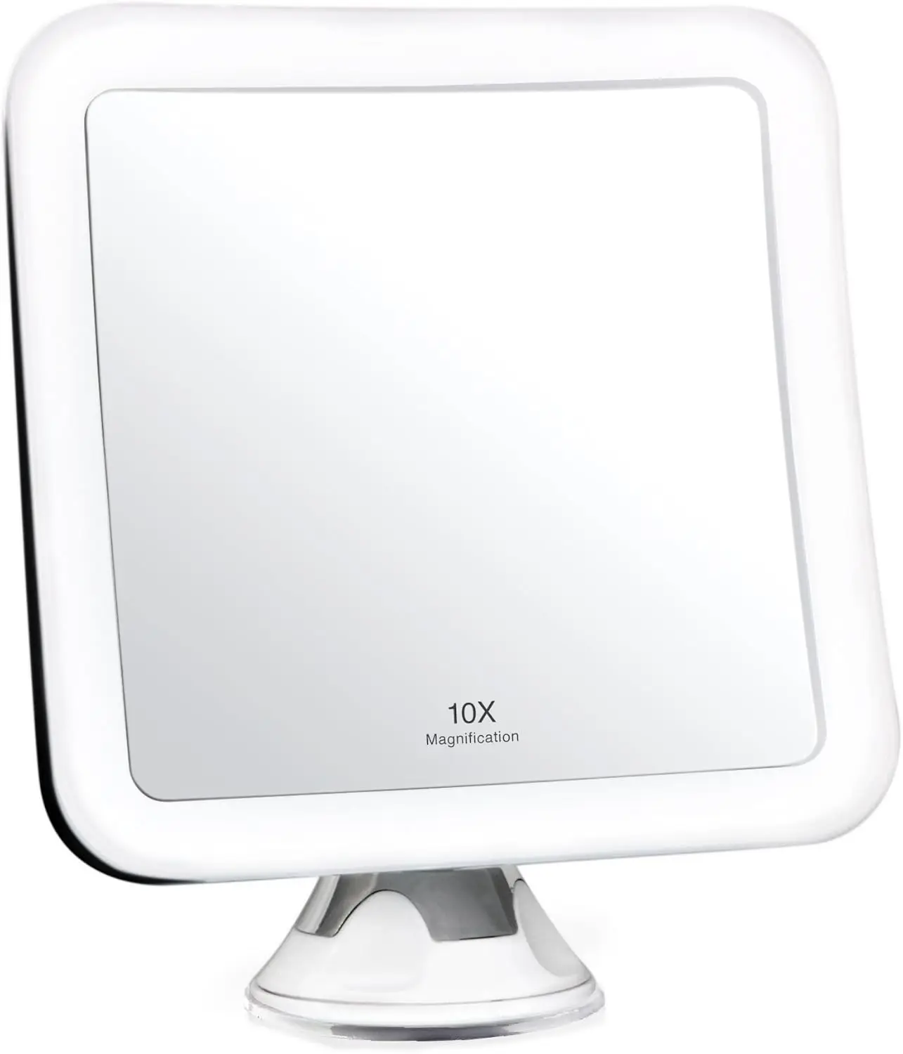 

10X Magnifying Lighted Makeup Mirror - Daylight Led Vanity Mirror - Compact, Cordless, Locking Suction, 6.5"" Wide, 360
