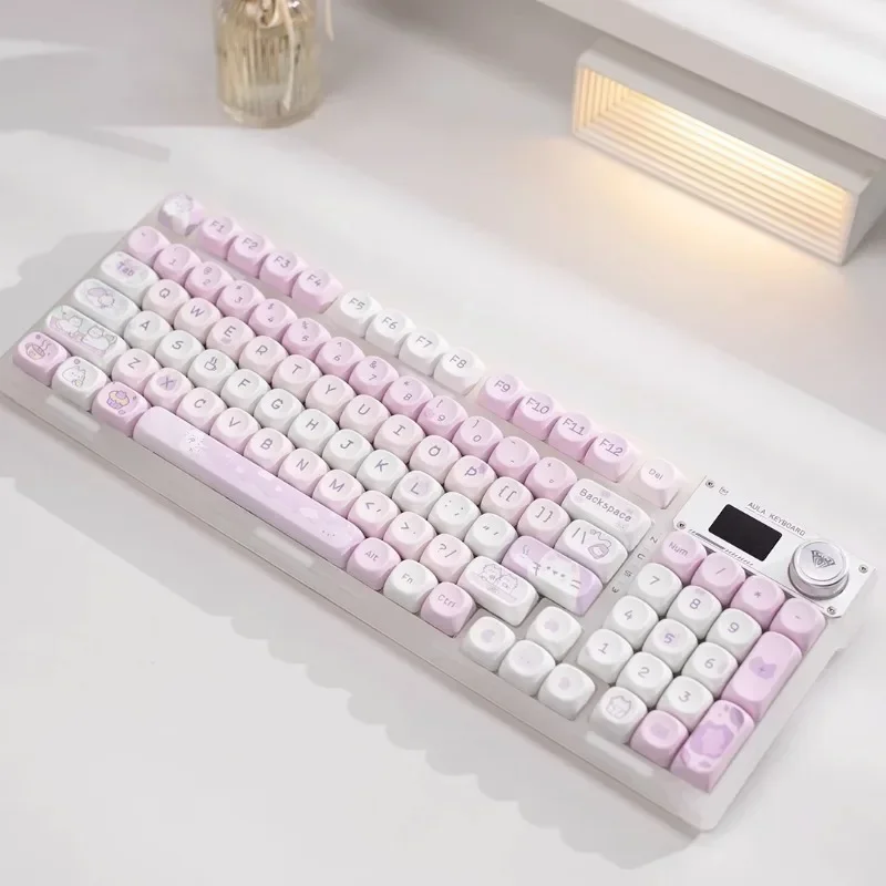 AULA F98PRO Transparent Mechanical Keyboard Three Mode RGB Hot Swap Customized TFT Screen Multimedi Knob Gaming Keyboard