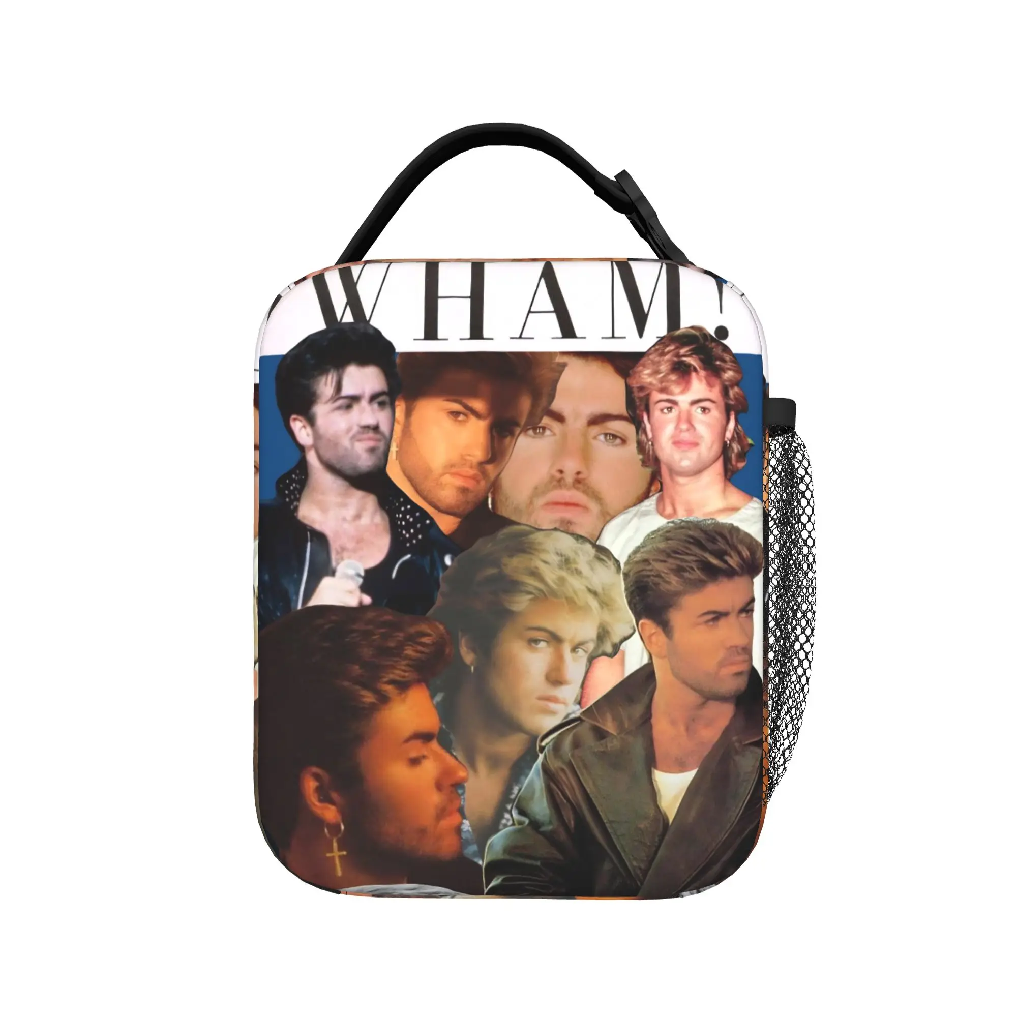 George Michael British Singer Lunch Bag Lunch Box Outdoor Picnic Portable Thermal Lunch Bags For Child Oxford Print Cooler Bag