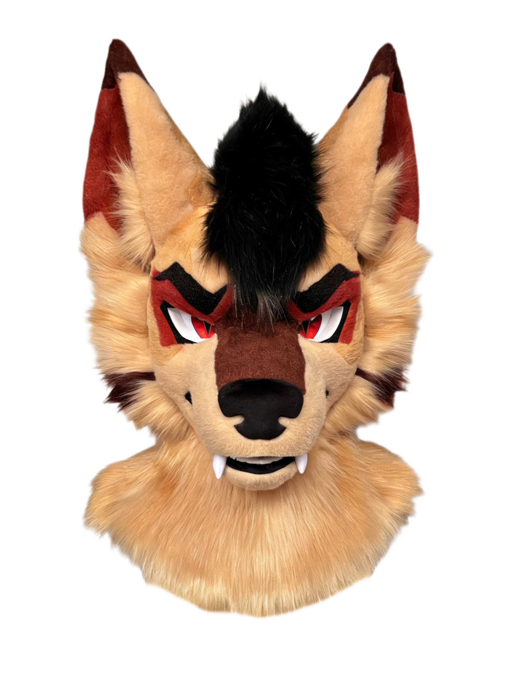 

A plush husky wolf fox character dressed in camouflage outfit playing the role of a Halloween birthday party guest.