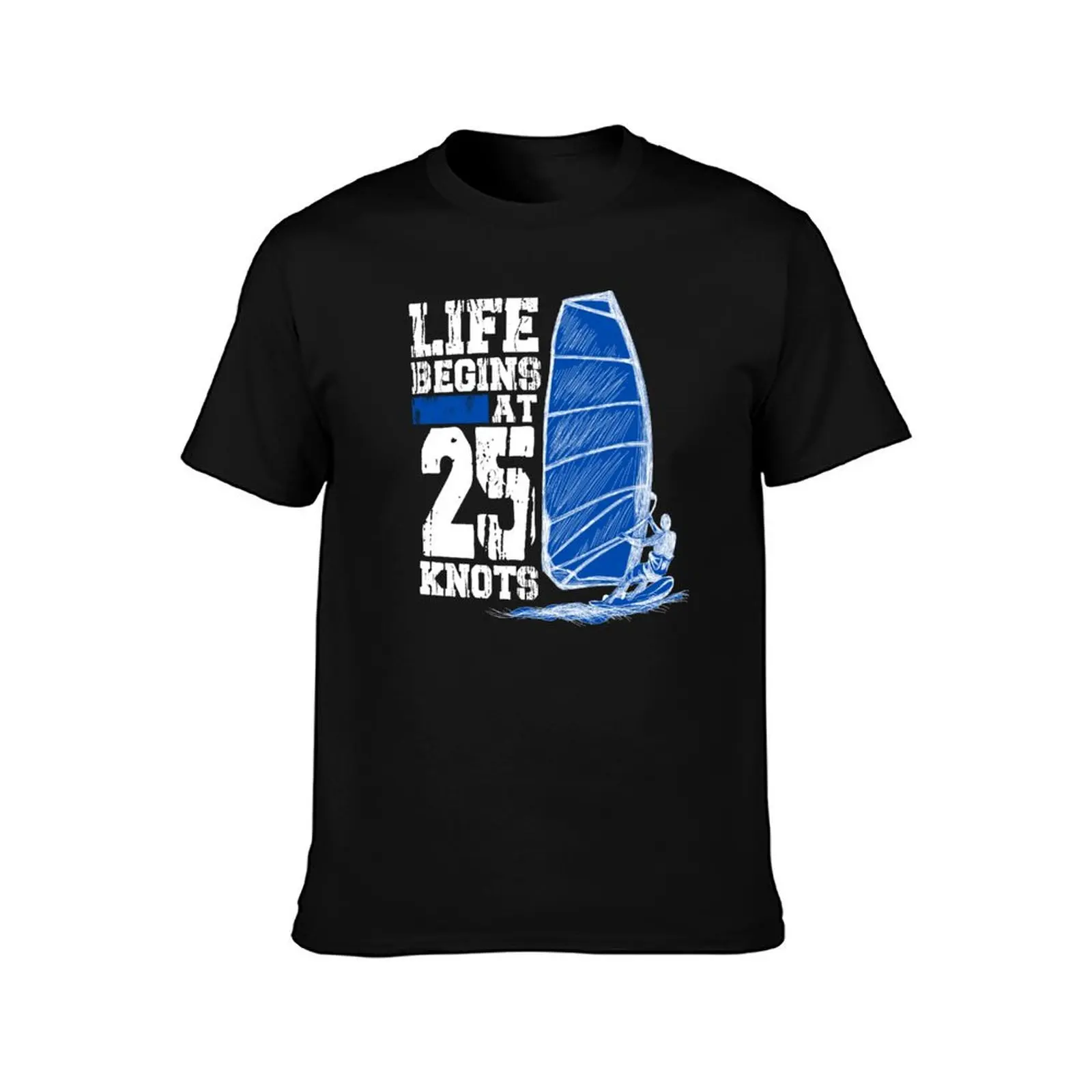 Funny Life begins at 25 knots windsurfing watersports surf T-Shirt Lightweight Basic Short Sleeve Shirt T-Shirt