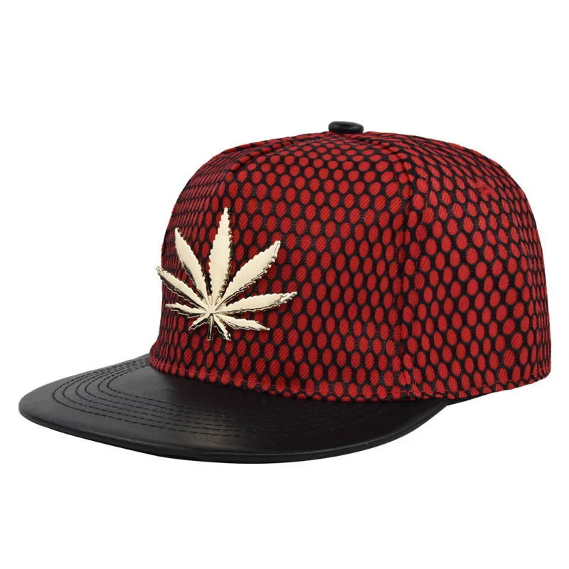 Doitbest Summer Acrylic Metal maple leaf Baseball Cap hip hop Cap Autumn Adjustable Snapback Hats For Men Women Gorras