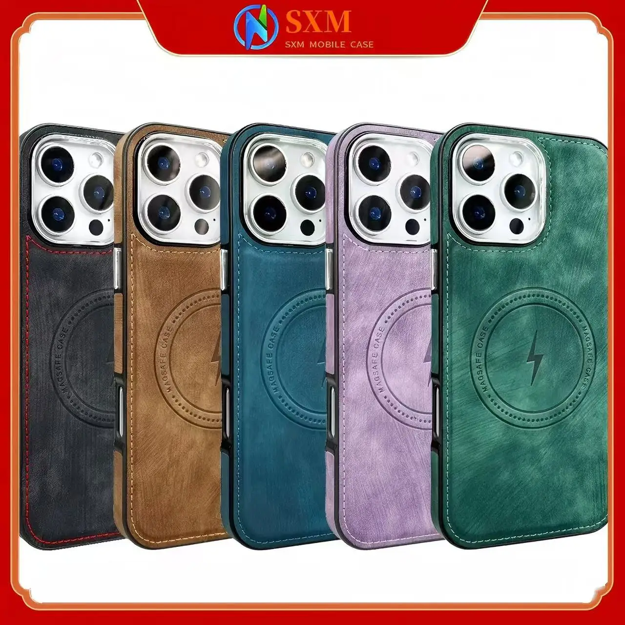 

Suitable for Apple mobile phone magnetic phone case premium leather mobile phone case