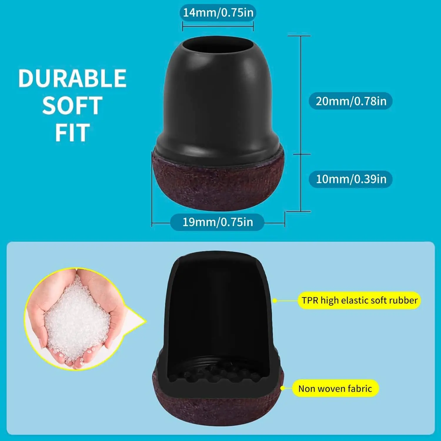 8PCS Black Chair Leg Protectors Foot Cover Diagonal with Thick Wrap Felt Pads Silicone Furniture Table Feet  Protect Floors image 5