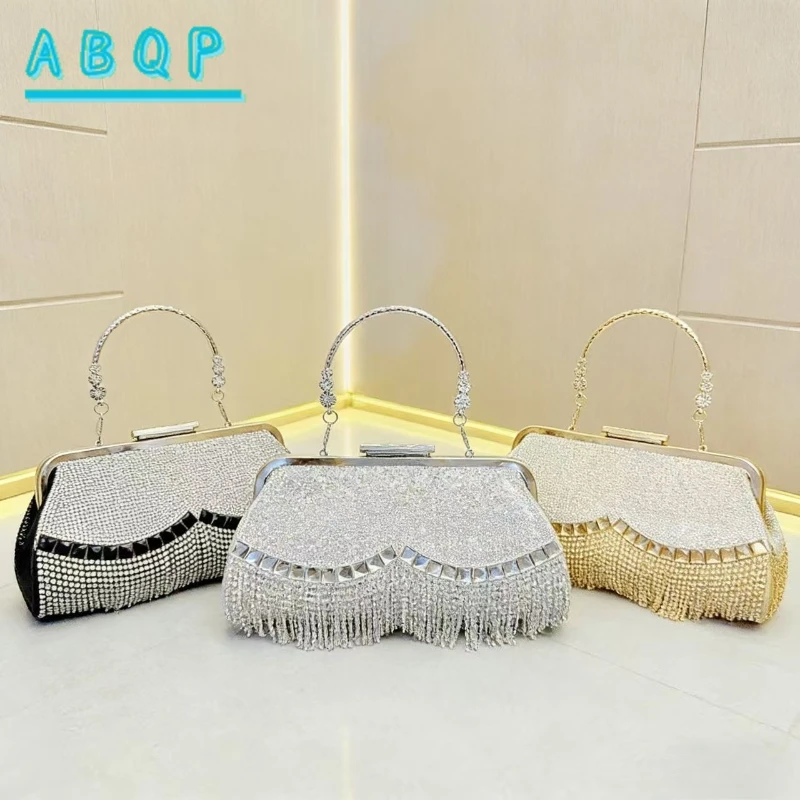 

New Evening Shiny Women's Bag Luxury Brand Diamond Tassel Women's Mini Shoulder Bag Fashionable Rhinestone Evening Handbag