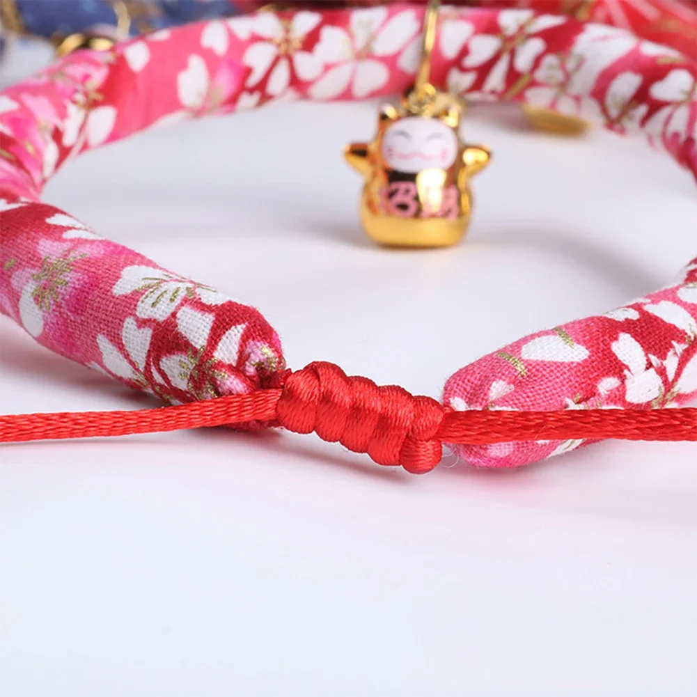 Japanese Style Pet Collar Dress Adjustable Necklace Cartoon Bell Handmade Jewelry Pet Cats Dogs Collar Accessories Pet Supplies